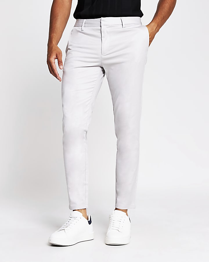 Light grey skinny fit chino trousers