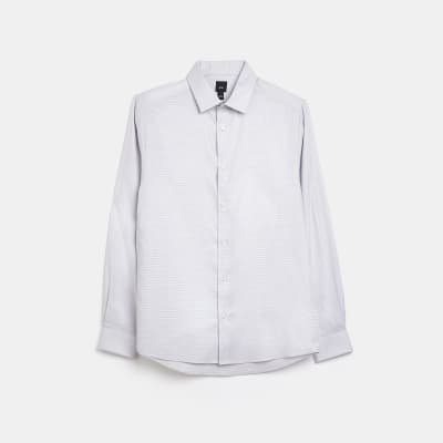 Light grey slim fit easy iron shirt