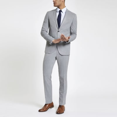 Light grey slim fit suit jacket