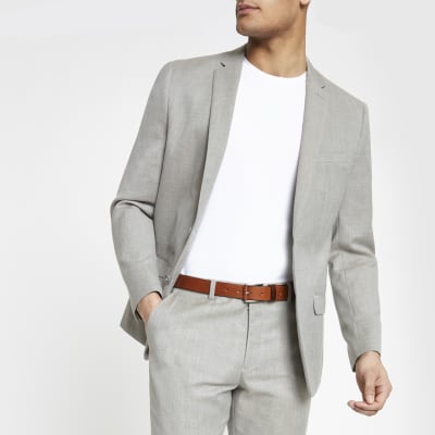 Light grey slim fit suit jacket