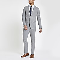 Light grey slim fit suit trousers