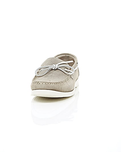 360 degree animation of product Light grey suede boat shoes frame-3