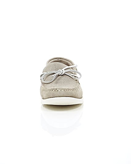 360 degree animation of product Light grey suede boat shoes frame-4