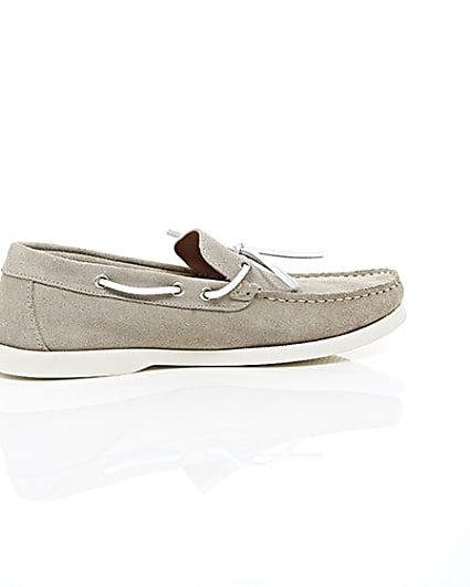 360 degree animation of product Light grey suede boat shoes frame-11