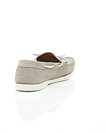 360 degree animation of product Light grey suede boat shoes frame-14