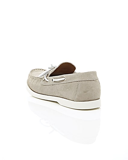 360 degree animation of product Light grey suede boat shoes frame-18
