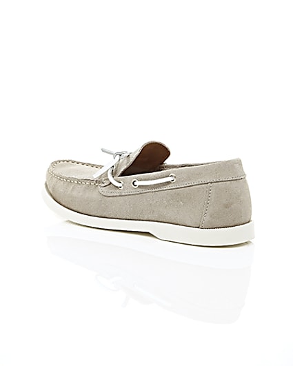 360 degree animation of product Light grey suede boat shoes frame-19