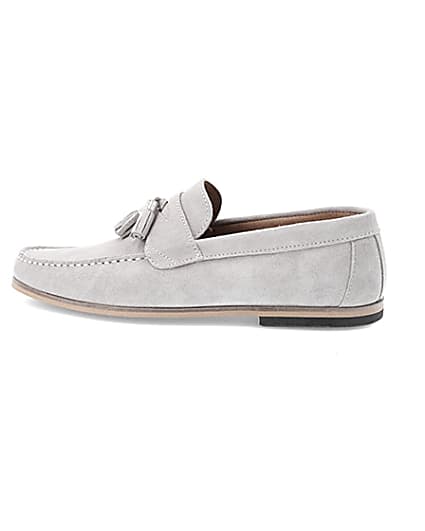 360 degree animation of product Light grey suede tassel loafers frame-4