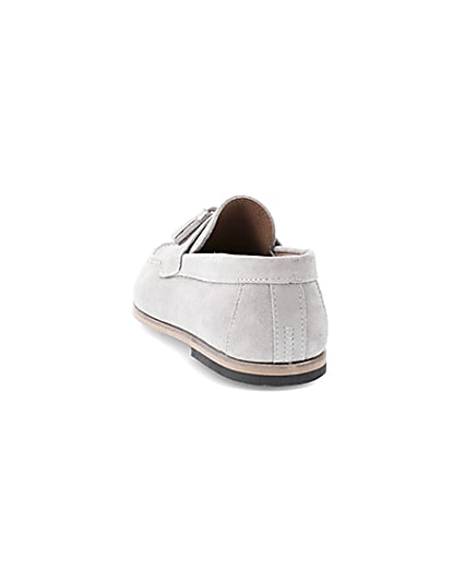 360 degree animation of product Light grey suede tassel loafers frame-8