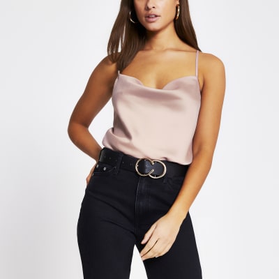 pink satin cami top