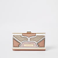 Light pink cutabout panel cliptop purse