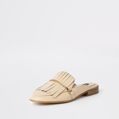 pink backless loafers