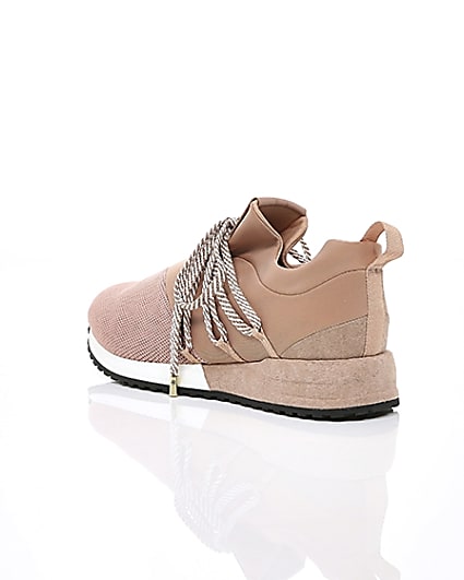 360 degree animation of product Light pink lace-up runner trainers frame-18