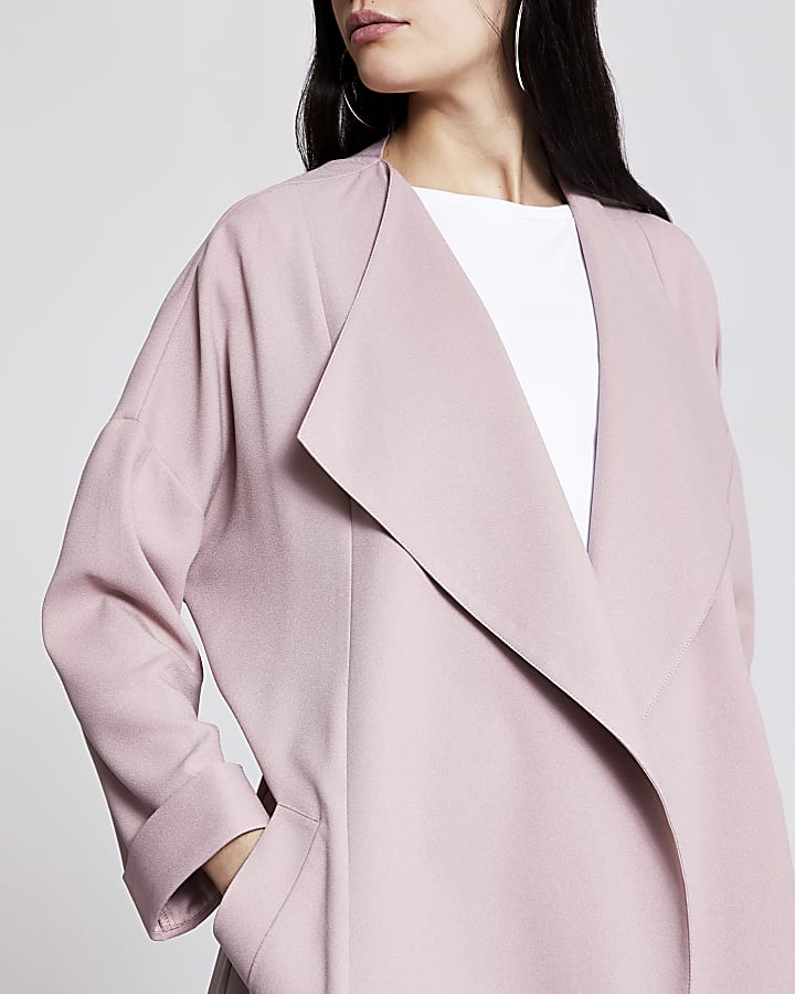 Light pink longline duster jacket