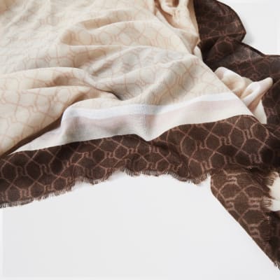 Light pink RI monogram lightweight scarf