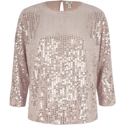 light pink sequin top