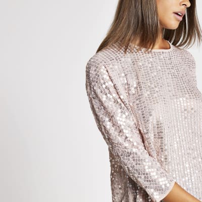 light pink sequin top