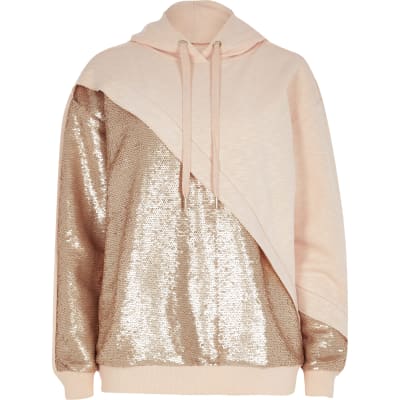 pink sequin hoodie