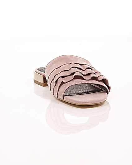 360 degree animation of product Light pink wide fit frill mules frame-5
