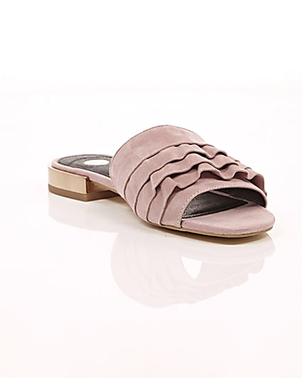 360 degree animation of product Light pink wide fit frill mules frame-6