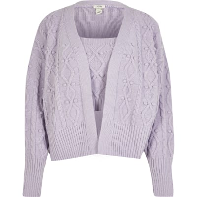 lavender knit cardigan
