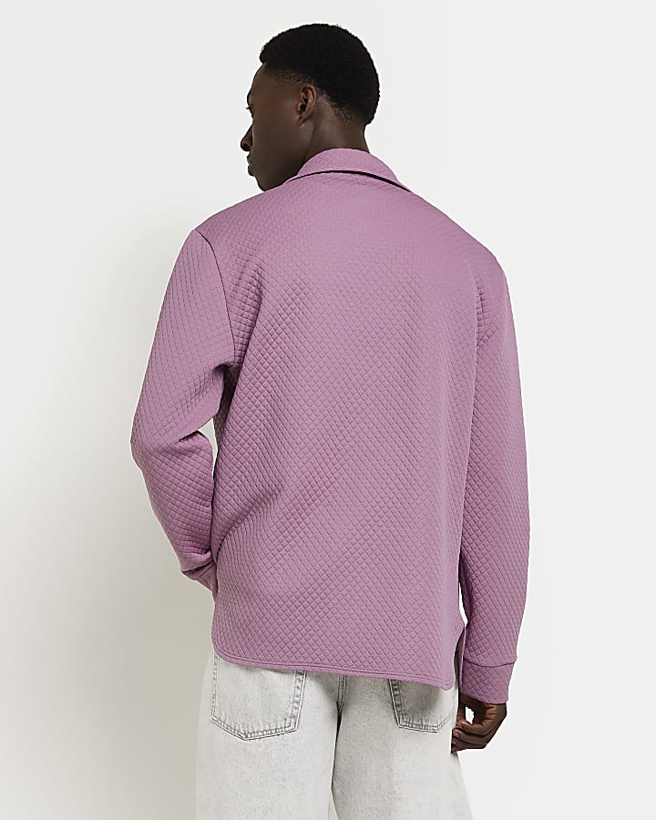 Light purple regular fit Quilted Overshirt