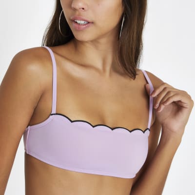 Light purple scallop square neck bikini top