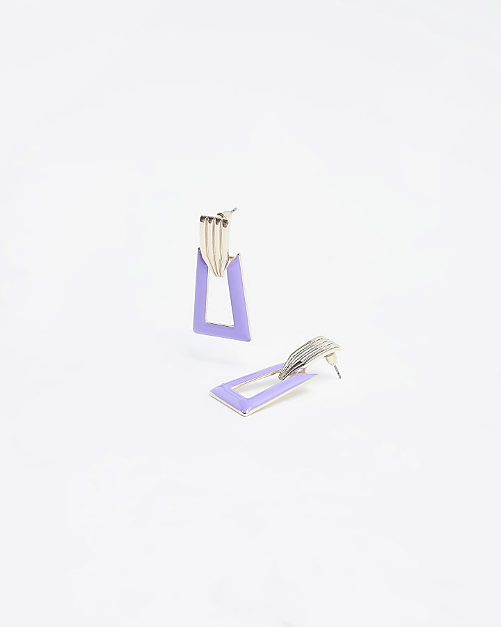 Lilac square drop earrings