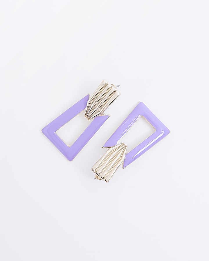 Lilac square drop earrings