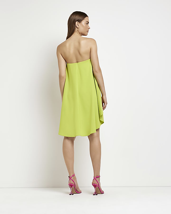 Lime bandeau asymmetric mini dress