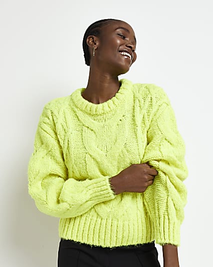 Lime cable knit oversized jumper