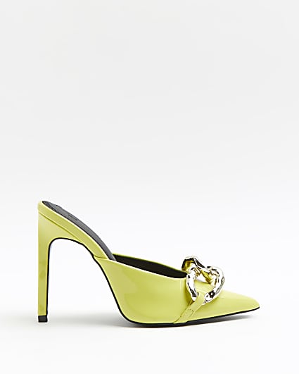 Lime chain detail heeled court shoes