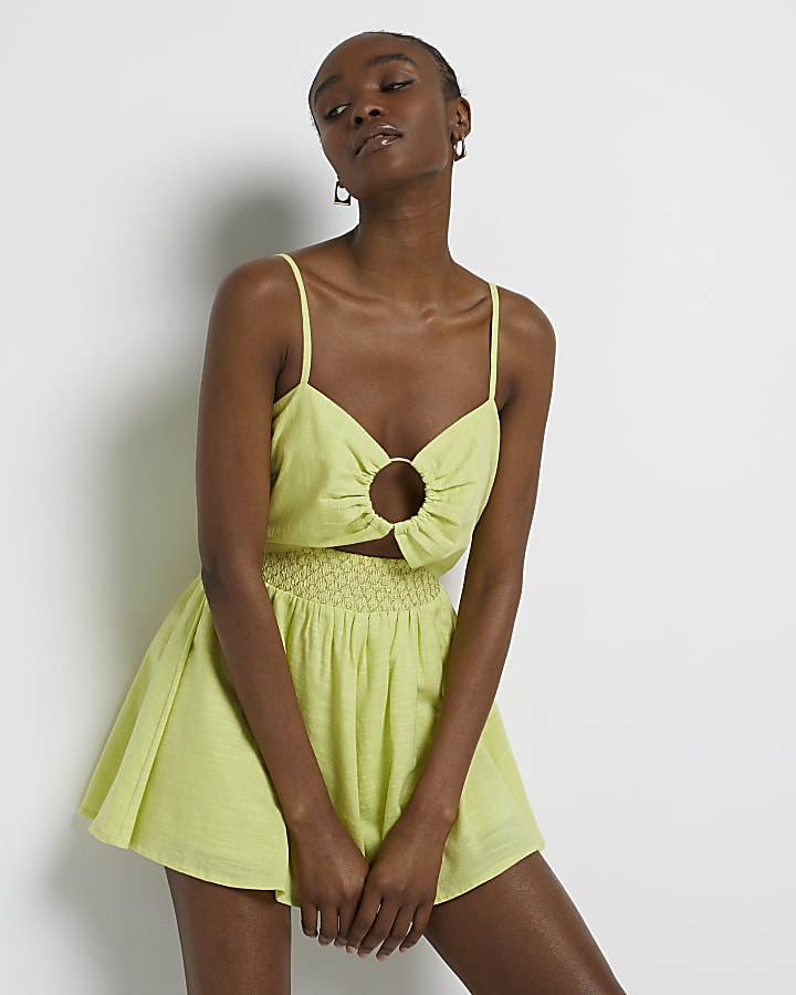 Lime cut out playsuit