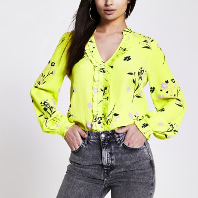 river island yellow blouse