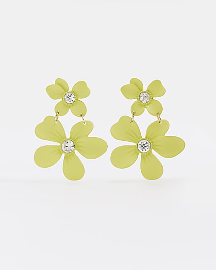 Lime flower drop earrings