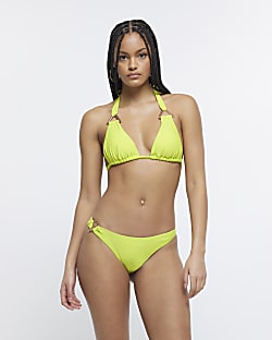 Lime gold hardware brief bikini bottoms