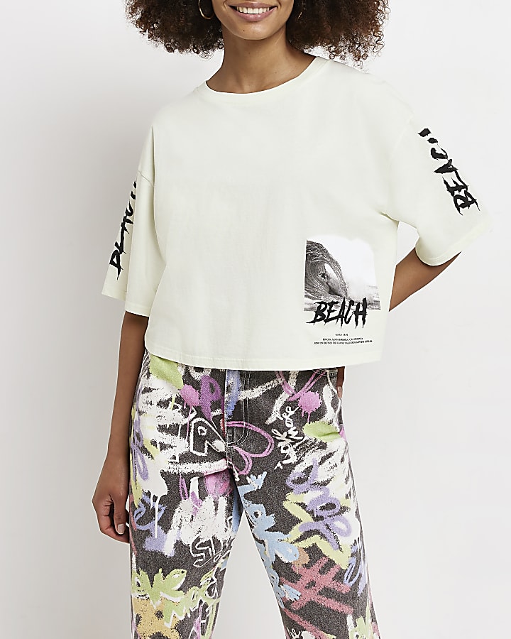 Lime graphic cropped t-shirt