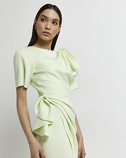 Lime green frill mini dress