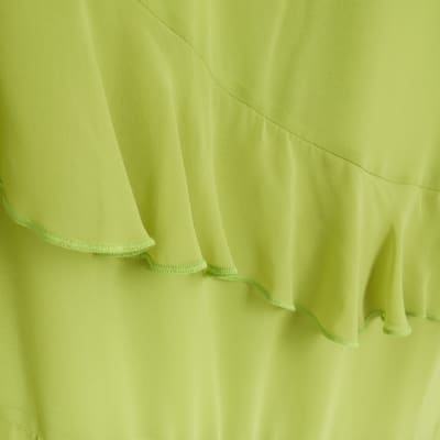 Lime green frill sleeveless maxi dress River Island