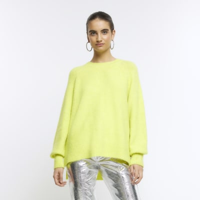 neon green knitted jumper