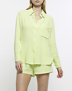 Lime green linen oversized shirt