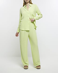 Lime green linen trousers