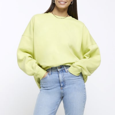 Lime green oversized sweatshirt | River Island