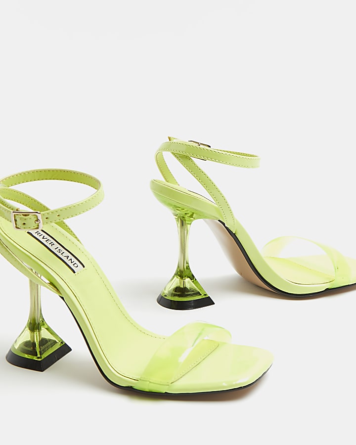 Lime green perspex heeled mules