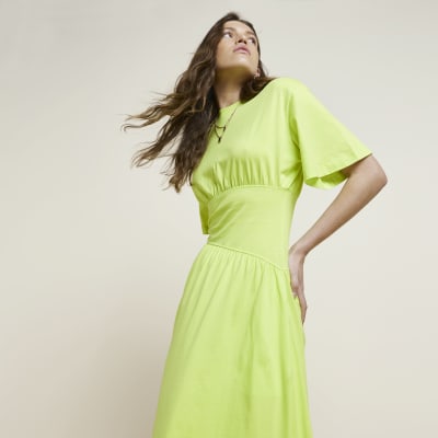lime green t shirt dress
