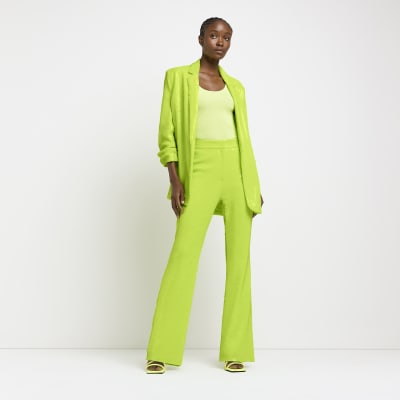 Suit Pant in Neon Green Sequin