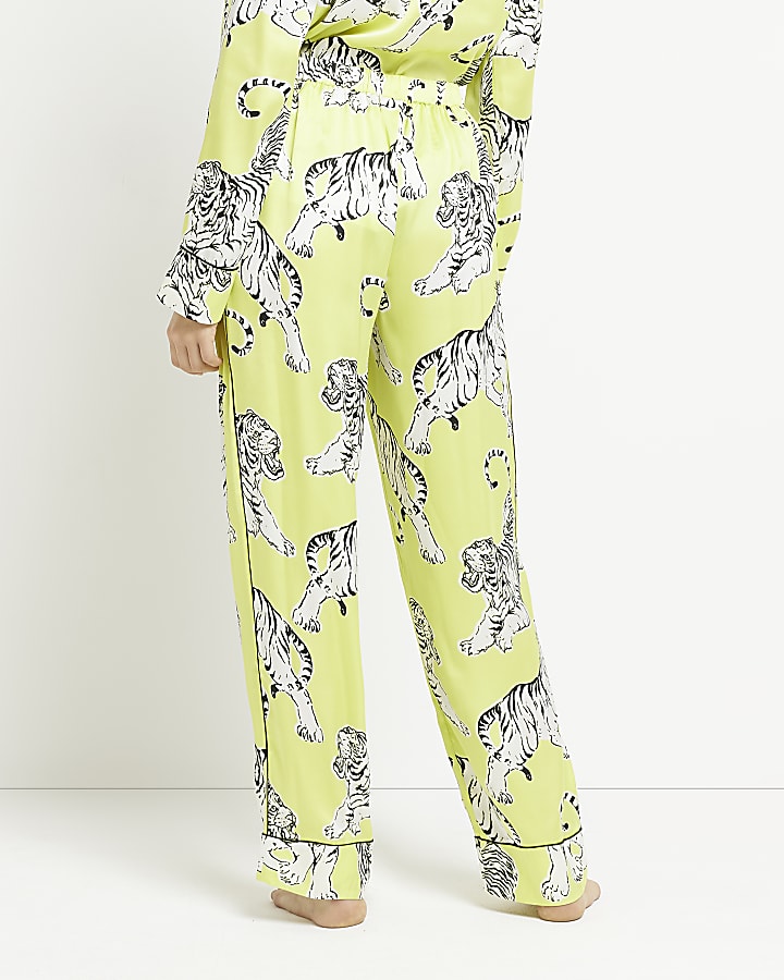 Lime green Tiger Print Pyjama Trousers