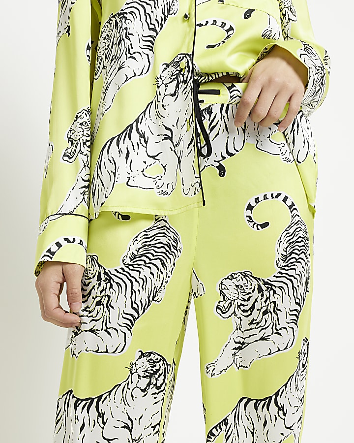 Lime green Tiger Print Pyjama Trousers