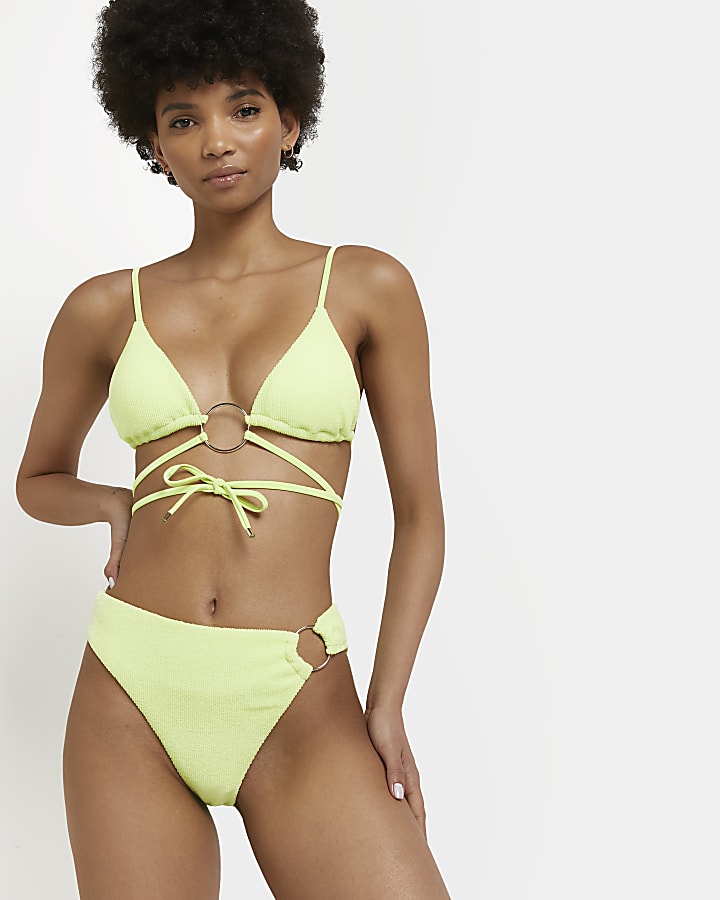 Lime green triangle bikini top
