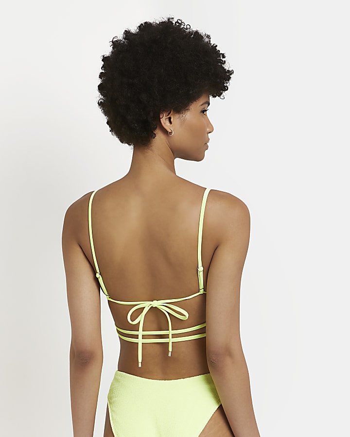 Lime green triangle bikini top